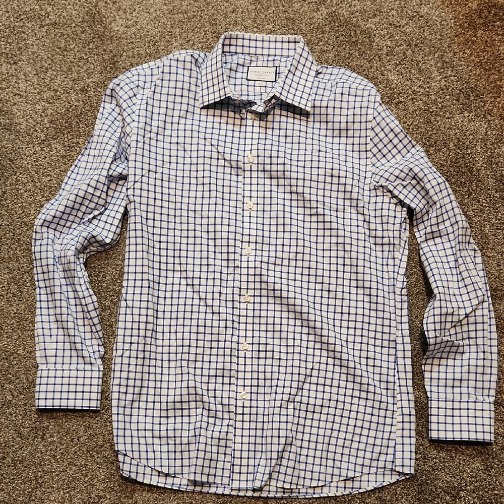 Charles Tyrwhitt Blue and White Checkered Shirt